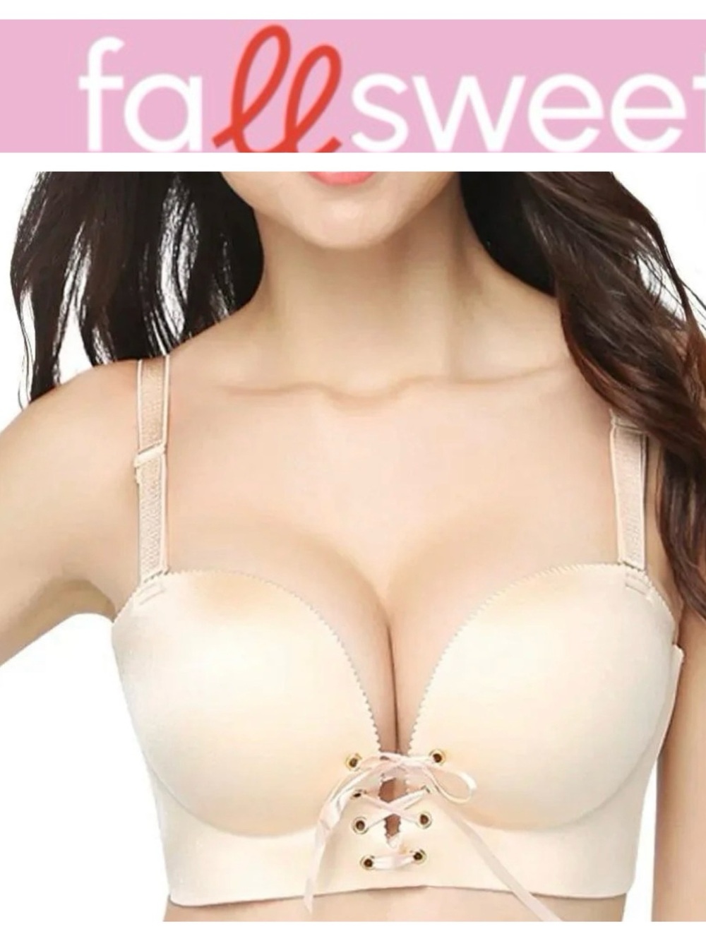 NWT FallSweet Nude Lace-Up Push-Up Bra Size 34